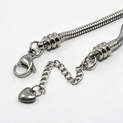 Tarnish Resistant 304 Stainless Steel European Round Snake Chains Bracelets STAS-J015-07-1