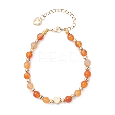 Natural Carnelian Beaded Bracelets BJEW-JB12752-01-1