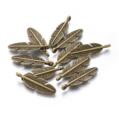 Tibetan Style Alloy Feather Pendants LS-TIBEP-1360-AB-FF-1
