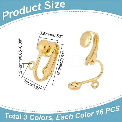 48Pcs 3 Colors Iron Clip-on Earring Findings IFIN-AR0001-38-1
