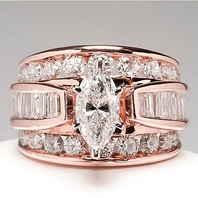Horse Eye Alloy with Crystal Rhinestone Finger Rings FS-WG251C3-12-1
