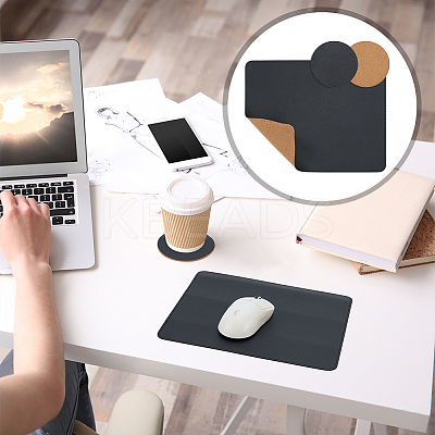 3Pcs Cork & Leather Mouse Pad AJEW-OC0014-75C-1