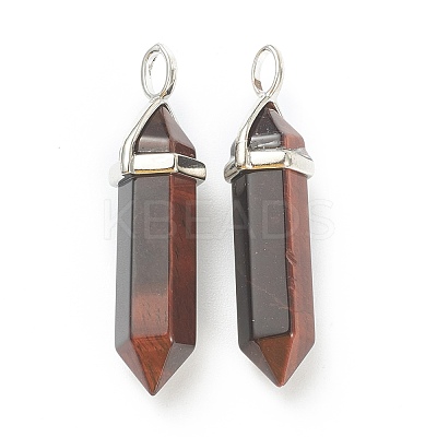 Dyed & Heated Natural Red Tiger Eye Pointed Pendants G-M378-01P-A20-1