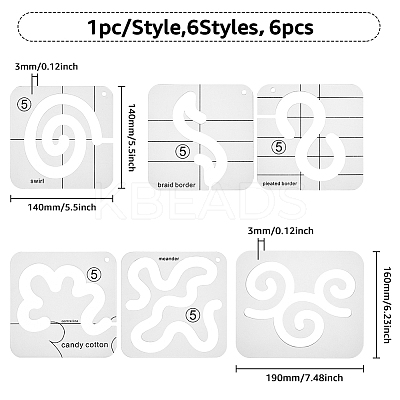 6Pcs 6 Styles Acrylic Quilting Templates DIY-HY0001-67-1