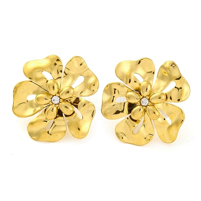 304 Stainless Steel Flower Stud Earrings for Women EJEW-U023-04G-03-1