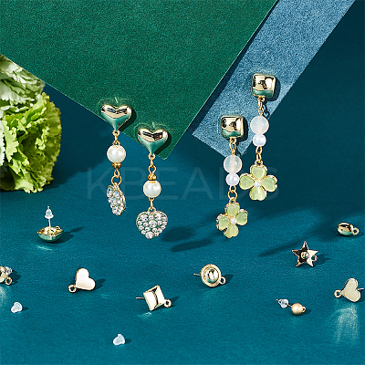 40Pcs 10 Style  Alloy Stud Earring Findings FIND-PH0008-37-1