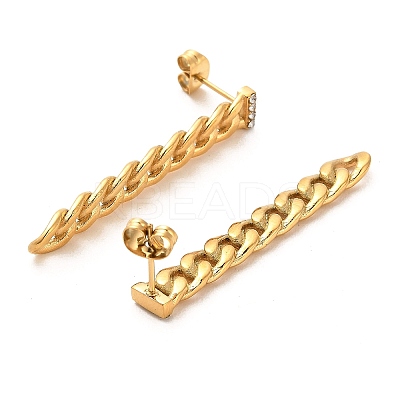 Ion Plating(IP) 304 Stainless Steel Curb Chains Shape Stud Earrings EJEW-D101-01G-1
