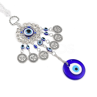 Evil Eye Alloy Lampwork Pendant Decorations HJEW-M005-02C-AS-1