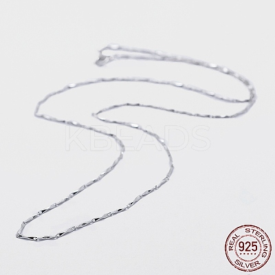 Anti-Tarnish Rhodium Plated 925 Sterling Silver Chain Necklaces STER-F039-12P-1