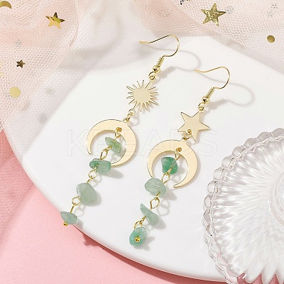 Moon & Sun & Star Brass Asymmetrical Earrings EJEW-JE05461-04-1
