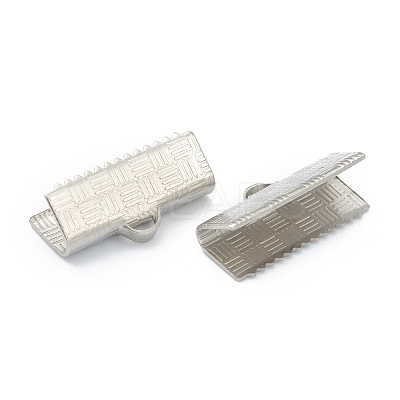 Non-Tarnish 304 Stainless Steel Ribbon Crimp Ends STAS-H158-B02-P-1