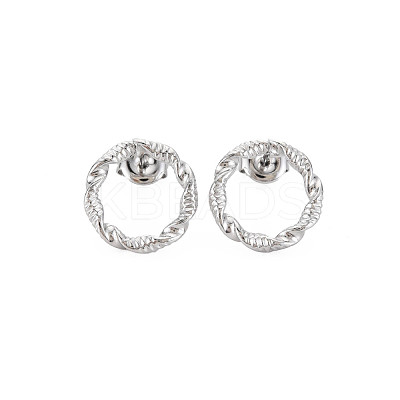 Non-Tarnish 304 Stainless Steel Hollow Ring Stud Earrings for Woman EJEW-N097-003P-1