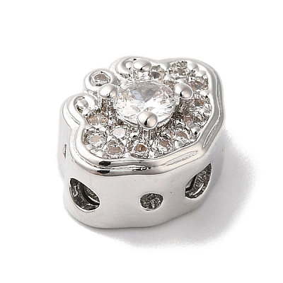 Brass Micro Pave Clear Cubic Zirconia Beads KK-G503-10P-1