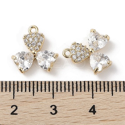Brass Micro Pave Clear Cubic Zirconia Pendants KK-G491-06G-1