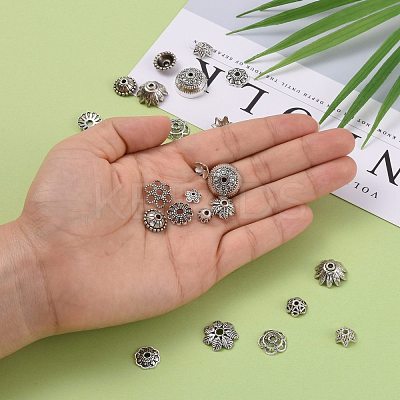 Mixed Style Tibetan Style Alloy Bead Caps X-TIBE-O006-26-1