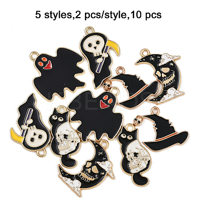 10Pcs 5 Styles Eco-Friendly Alloy Enamel Pendants ENAM-FP0003-20-1