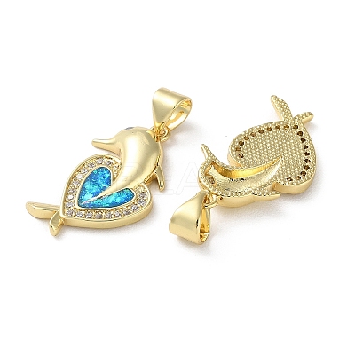 Brass Micro Pave Clear Cubic Zirconia Pendants KK-C045-02G-1