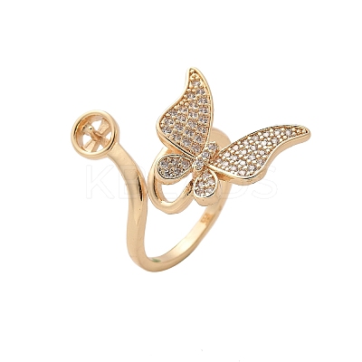 Butterfly Brass Micro Pave Cubic Zirconia Cuff Ring Setting LS-KK-A244-01H-G-1