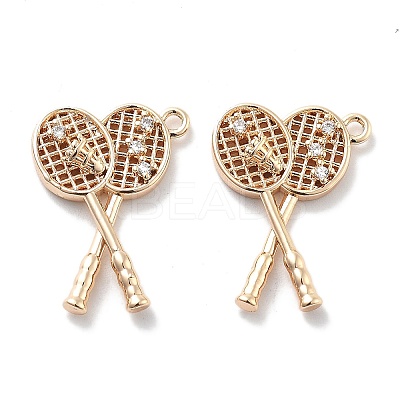 Rack Plating Brass Clear Cubic Zirconia Pendants KK-M102-16G-A-1