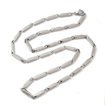Non-Tarnish 201 Stainless Steel Rectangle Bar Link Chain Necklace NJEW-Q316-01B-P-1