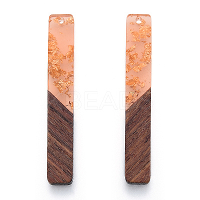 Transparent Resin & Walnut Wood Big Pendants RESI-N025-034-A05-1