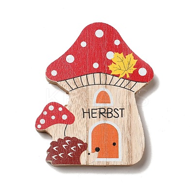 Autumn Single Face Printed Wood Cabochons WOOD-I010-02C-1