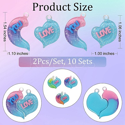 10 Sets Gradient Color Opaque Resin Pendants RESI-SZ0001-91C-1