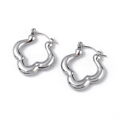 Non-Tarnish 304 Stainless Steel Flower Hoop Earrings for Women LS-EJEW-I284-13P-1