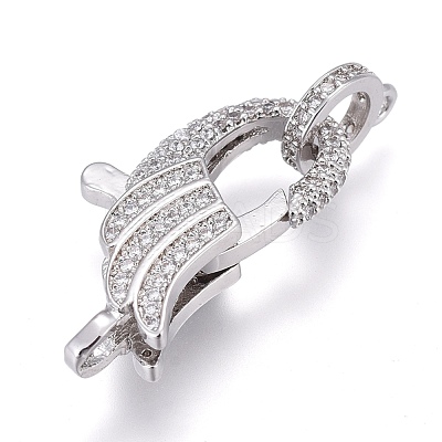 Brass Micro Pave Cubic Zirconia Lobster Claw Clasp ZIRC-M108-01A-P-1