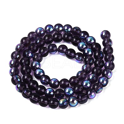 Transparent Electroplate Glass Beads Strands EGLA-Q132-6MM-01A-10-1