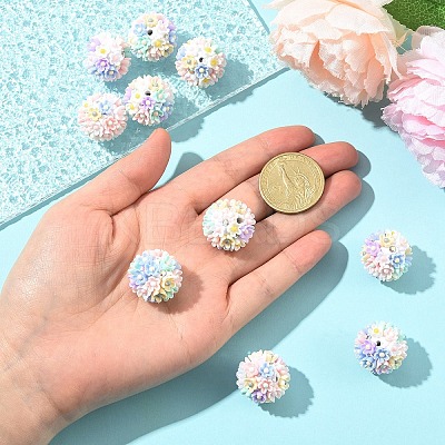 5Pcs Handmade Luminous Polymer Clay Rhinestone Fancy Beads CLAY-YW0002-51-1