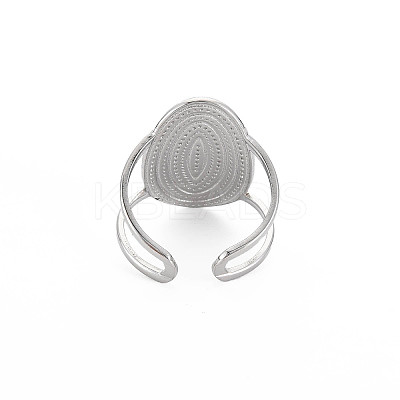 Non-Tarnish 304 Stainless Steel Oval Wide Open Cuff Ring for Women LS-RJEW-S405-172P-1