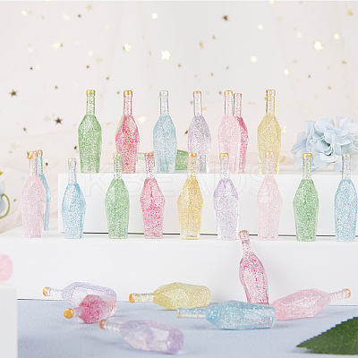 30Pcs 6 Colors Transparent Resin Bottle Cabochons CRES-GF0001-04-1