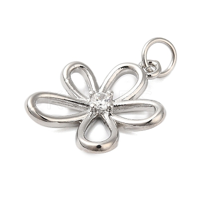 Rack Plating Brass & Clear Cubic Zirconia Pendants KK-S372-18P-1