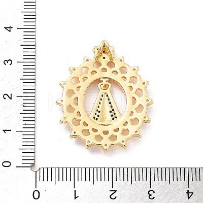Rack Plating Brass Micro Pave Clear Cubic Zirconia Pendants KK-C063-18G-1