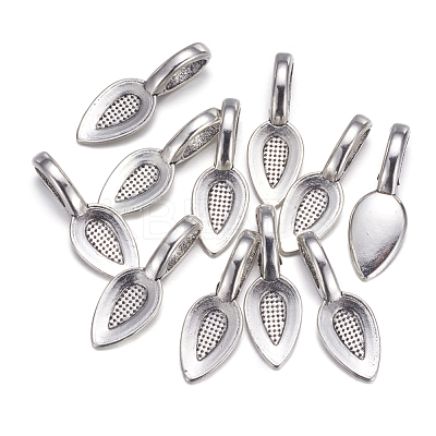Tibetan Style Alloy Glue-on Flat Pad Bails AB3348Y-NF-1