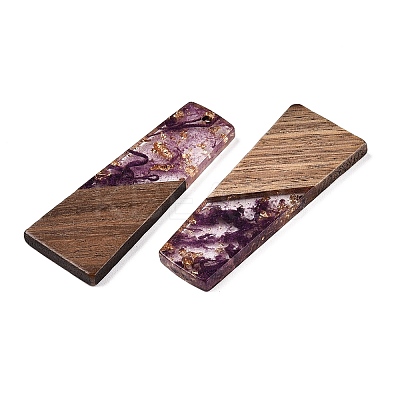 Opaque Resin & Walnut Wood Pendants RESI-T058-04E-1