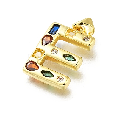 Brass Micro Pave Clear Cubic Zirconia Pendants KK-G521-01G-E-01-1