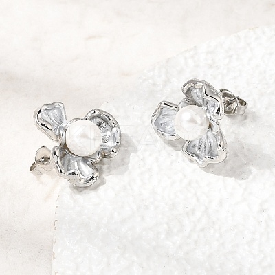 Brass Enamel Stud Earrings KK-CBAB173-02D-P-1