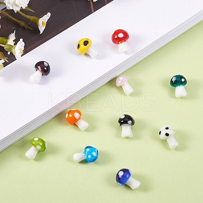 55Pcs 11 Style Mushroom Handmade Lampwork Beads LAMP-SZ0001-14-1