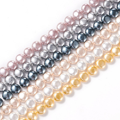 Electroplated Shell Pearl Beads Strands BSHE-G027-04-1