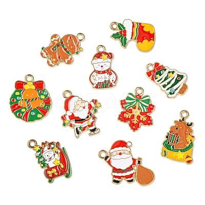 40Pcs 10 Styles Christmas Alloy Enamel Pendants FIND-CJ0003-32-1