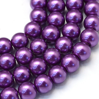Baking Paint Pearlized Glass Pearl Round Bead Strands X-HY-Q003-4mm-37-1