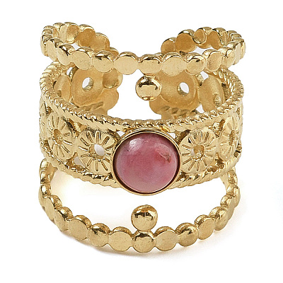 Natural Rhodonite Finger Rings RJEW-U027-03G-05-1
