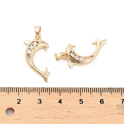 Brass Micro Pave Clear Cubic Zirconia Pendants Bails KK-B133-04G-01-1