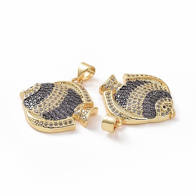 Brass Micro Pave Clear Cubic Zirconia Pendants ZIRC-F135-04G-01-1