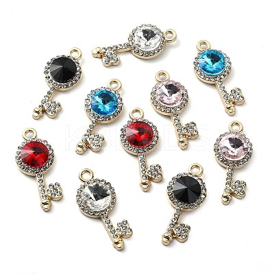 Golden Rack Plating Alloy Rhinestone Pendants PALLOY-F308-13G-1
