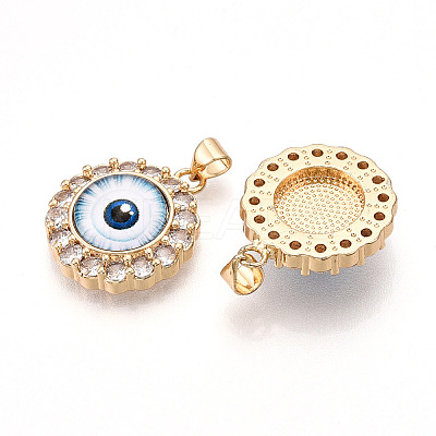 Brass Micro Pave Clear Cubic Zirconia Pendants for Women KK-T070-92A-01-1