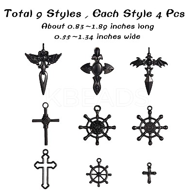 36Pcs Halloween Alloy Pendants JX194A-1
