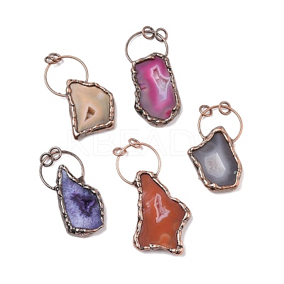 Natural Dyed Druzy Agate Big Pendants G-I330-05R-1